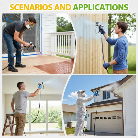 Multiple uses of HVLP Paint Sprayer 700W With 10ft Air Hose Four Nozzles And Three Patterns 1200ml Capacity Easy To Clean And Use