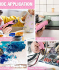 Person using Dual Temperature 400W Mini Heat Gun With Reflector Nozzle 250C/450C for crafts and sticker removal