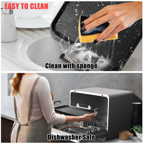 Cleaning Double Burner Griddle Pan With Glass Lid For Gas And Electric Stovetops, Nonstick Aluminum Flat Grill Pan 17 Inch By 10.5 Inch