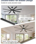 Double-sided fan blades design of Big 72 Inch Ceiling Fan With Lights Remote Or App Control Dimmable LED Lighting Quiet DC Motor