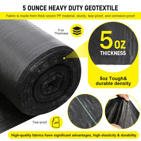 Roll of Tough As Nails Heavy Duty 5Oz Driveway And Landscape Fabric 13x115 Ft Geotextile for Weed Barrier and Erosion Control