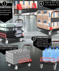 Heavy Duty Flatbed Cart With Wheel Brakes And Foldable Platform Truck with three fence options for secure loading.
