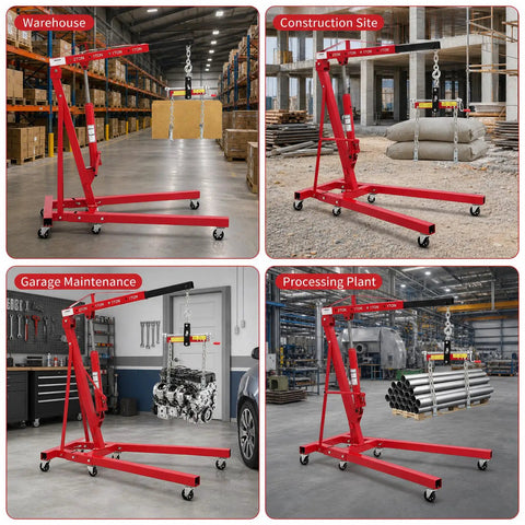 Bad Boy 2 Ton Hydraulic Engine Hoist And Cherry Picker 4400 Lbs Heavy Duty Steel Lift Crane for trucks, autos, and projects.