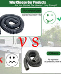Comparison between extended 3-Inch Inner Diameter 11-Foot Heavy Duty Car Exhaust Hose With Two Clamps and a short alternative.