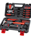 Must Have Essential Home Tool Set Kit With Storage Case For Quick DIY Fixes, Basic Household Hand Tools Including Hammer Pliers Screwdrivers Tape Measure And More, Durable Chrome Plated And Rust Resistant shown open