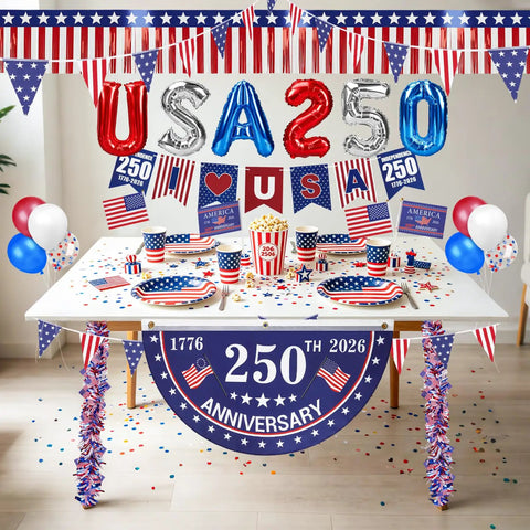Fourth Of July Golf Cart Decorations Kit For 250th Anniversary Parade Includes USA 250 balloons and fan flags display