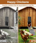 Before and after image showing Adjustable Chicken Coop Ramp With Waterproof Non Slip Design And Easy To Clean Ladder in use.