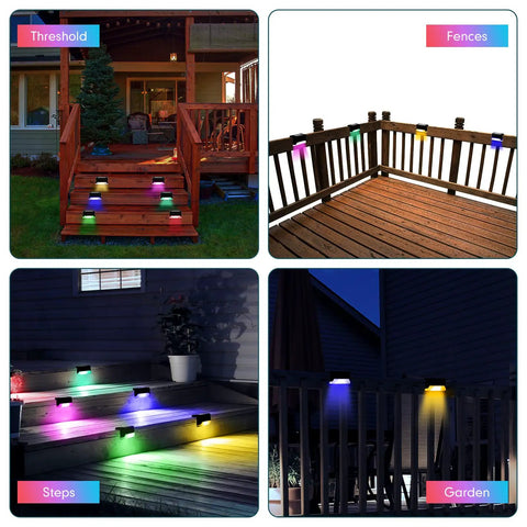 36 Pack Wireless Solar Deck Lights Outdoor Waterproof Step Lights For Fence Pool Garden Wall Patio Yard And Porch Multicolor LED
