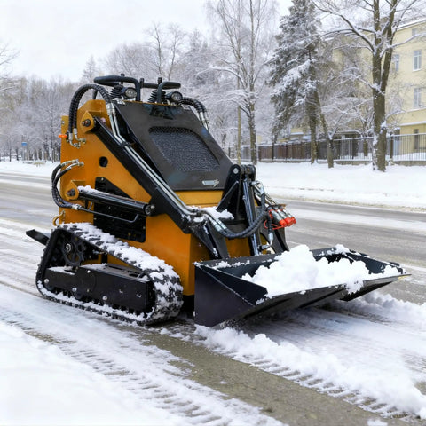 Mini Triangular Track Skid Steer Loader With 23HP Gas Engine And 46 Inch Bucket Stand On Crawler Machine clearing snow