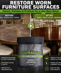 Heavy Multi Surface Scratch Remover With Applicator Pad For Wood Leather Metal Stone High Gloss Polish To Kick Up The Shine By Skipping Scuffs And Oxidation While Sealing In A Tough Layer That Keeps Your Gear Looking Fresh Daily on a polished table.