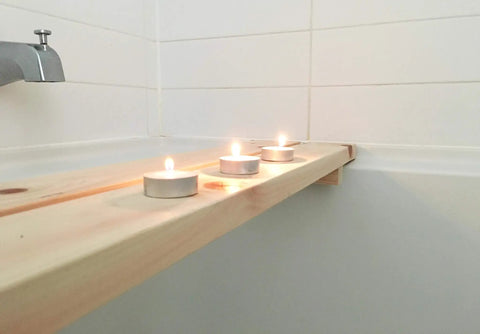 Hinoki Tub Bench Small For Bathroom Must Have, Water Ready Bath Stool Made From Japanese Cypress Hinoki Wood, Stain Resistant