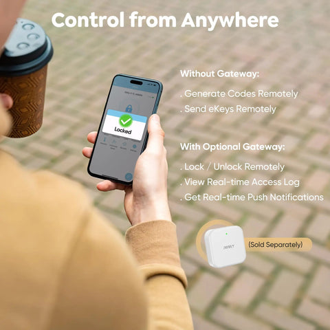 User controlling Fingerprint Smart Deadbolt with Keypad and App Control for Keyless Entry Security Lock for Home Apartment Rental.