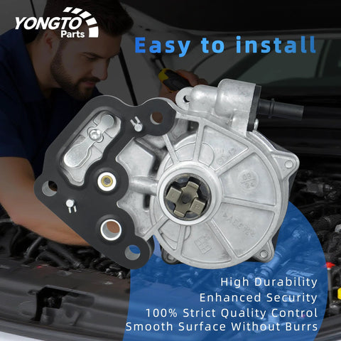 Yongto Parts brake vacuum pump with silver aluminum housing and black mounting gasket, front view