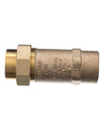 Brass Zurn Wilkins 1UFX1F-700XL dual check valve with 1 in female union inlet/outlet; side view