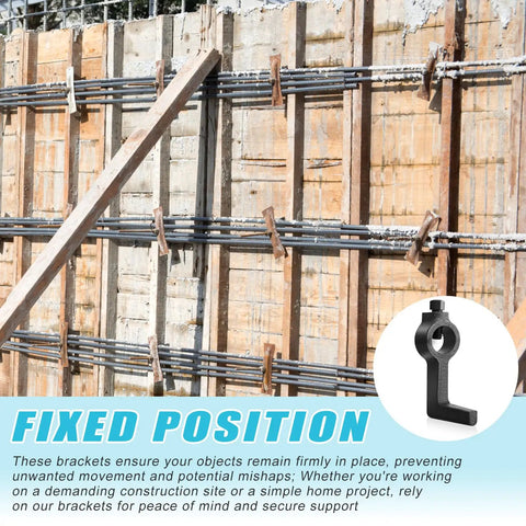 Construction site with iron beams and 8 Pack Concrete Screed Brackets For Screed Bars And Lumber Beefy Iron Construction Corrosion Resistant Built For Durability Ideal For Professional Concrete Floors DIY Projects And Tough Job Sites.