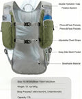 2L Hydration Pack With Zipper Phone Pocket On Shoulder Strap, Lightweight Daypack with adjustable straps and mesh back view