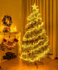 Battery Powered Fairy Lights 60 Warm White LED String On Waterproof Silver Wire Five Feet With Firecracker Lit Starry Look For Wreaths Home Decor Weddings Mason Jars Holiday Christmas Ramadan Decorations on Christmas tree