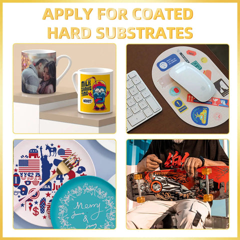 Premium Sublimation Paper 8.5x11 Inch 120GSM 110 Sheets For Inkjet Printers And Sublimation Inks applied on mugs, mousepad, ornaments, skateboard for vibrant colors.