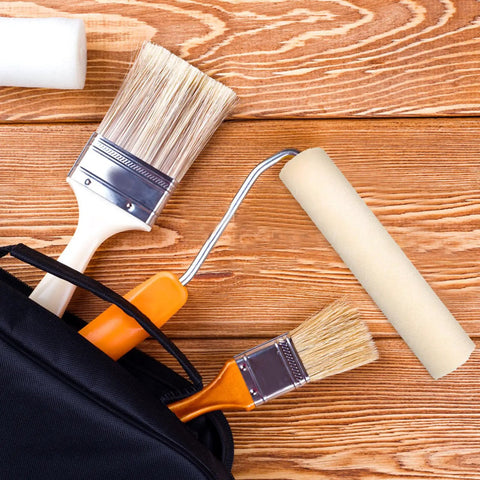 6 Piece Wool Paint Roller Covers With 4mm Nap, Compact Wall Painting Supplies, Reusable Detachable Rollers For Slick Even Coats, Hassle Free Cleanup, Solid Pro Grade DIY Decorating Gear with brushes and rollers.