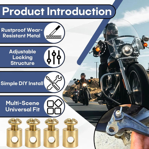 No Sweat Adjustable Cable Stop Barrel Kit With Heavy Duty Threaded Cable Adjusters For Motorcycles Go Karts And Brake Systems - Rustproof locking structure with steel barrels.