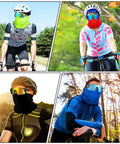 Cyclists wearing 24 Piece Polarized Sports Sunglasses And Breathable Neck Gaiter Face Mask Set For Men Women Your Best Go To Outdoor Gear For Hiking Cycling Running Fishing Driving