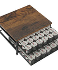 Coffee Pod Drawer Storage Organizer With Sliding Baskets For 72 Pods, K Cup Capsule Holder, Rustic Wood Top, Black Finish