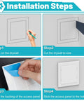 Step-by-step installation guide for Breezy Peel And Stick Self Adhesive Access Panel 12X12 Plastic Wall Hole Cover.