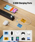Must-Have Dope Fireproof Surge Protector Power Strip With Mountable Design 5 AC Outlets And 3 Smart USB Ports charging devices