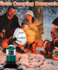 Family using Portable Propane Camping Heater For Tents And Outdoor Spaces With Easy Control Valve Foldable Stand Gas Tank Holder and Cordless Patio Warmth Rugged Build For Garage Hiking Ice Fishing And Hunting in winter.