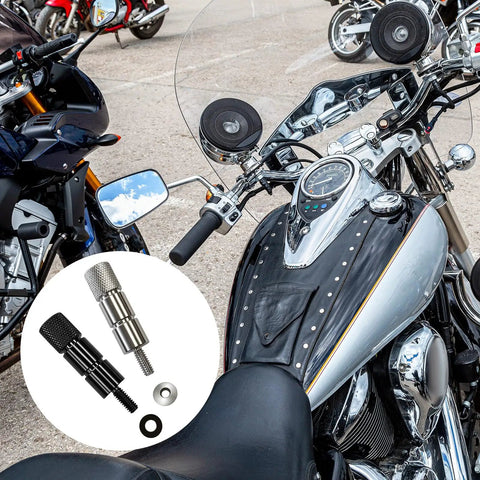 Heavy Duty Stainless Steel Extended Seat Bolts For Harley Davidson Touring Models 1/4-20 UNC Thread showing knurled handles for easy access.