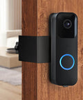 Anti Theft Video Doorbell Mount No Drill Outdoor Bracket with secure doorbell holder installed on wood surface