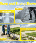 Heavy Duty Workhorse Garden Flat Shovel With 59 Inch Steel Handle And A 9.5 Inch Wide Blade clearing snow and weeds
