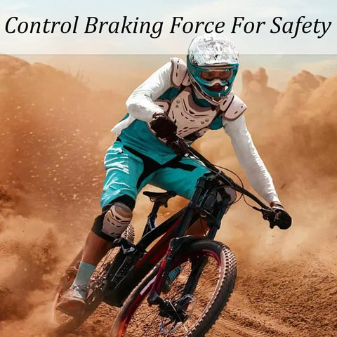 Cyclist in protective gear riding mountain bike showcasing braking with 44mm Bicycle Hub Disc Brake Adapter Freewheel Threaded Mount To 6 Bolt Rotor Converter Badass Bike Hub Flange Conversion Kit For Mountain And Road Cycling Brake System Upgrade