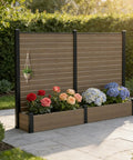 Two Pack Outdoor Privacy Screen With Planter For Patio Or Balcony, Standing 70 Inches Tall By 51 Inches Wide, Built Tough Aluminum Frame