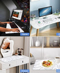 White Topographic Gaming Mouse Pad Desk Mat Extra Long 31.5 By 11.8 Inches Ultra Smooth Breathable Surface in various setups