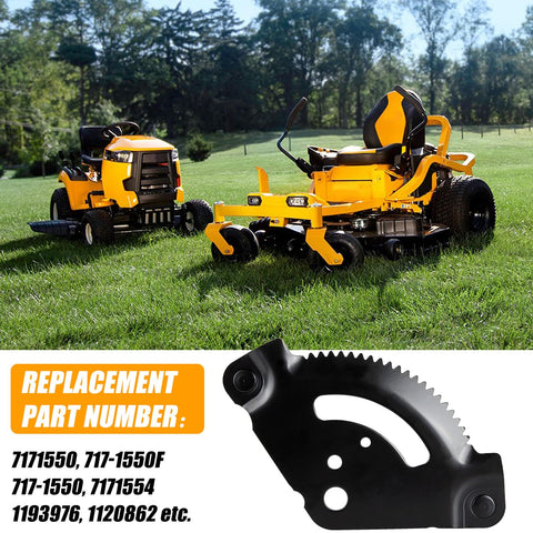 Steering Gear Plate With Pinion Gear Replaces 7171550F 7171550 7171554 for Cub Cadet and Troy Bilt tractors shown on grass field