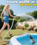 Woman using Cordless Submersible Water Pump With 1268 GPH High Flow 100W Motor 13Ft Submersion 26Ft Lift 6.5Ft Hose