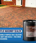 Tough As Nails Hydrophobic Acrylic Sealer For Masonry And Concrete Pavers presented beside a sealed brick driveway.