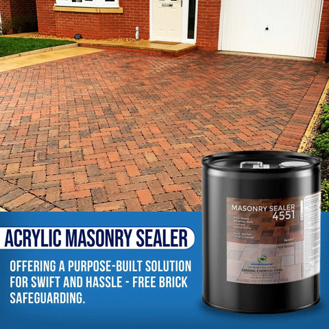 Tough As Nails Hydrophobic Acrylic Sealer For Masonry And Concrete Pavers presented beside a sealed brick driveway.