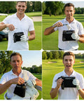 Players using Portable Golf Club And Ball Cleaner Bag With Waterproof Liner Mess Free On The Go Ball Washer Pouch For Golf Bags