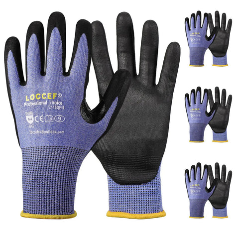 Touchscreen Ready Safety Work Gloves Set For Guys And Gals Snug Fit With Superior Dexterity Anti Slip Nitrile Coating Five Level Cut Resistant Heavy Duty For Construction Automotive And Home Repair