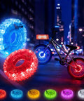 Rechargeable Bike Wheel Lights With Nine Colors And Twenty One Lighting Modes LED Bicycle Tire Lights on bike at night