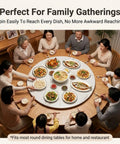 Family gathered around table with Must-Have 360 Degree Marble Lazy Susan For Tabletop, Rotating Serving Turntable with dishes