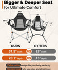 Heavy Duty 400Lb Portable Hammock Camping Chair With Adjustable Recline, Oversized seat comparison diagram