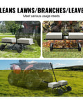 Tow Behind Dethatcher 40 Inch With 20 Spring Steel Tines attached to ATV for lawn cleanup