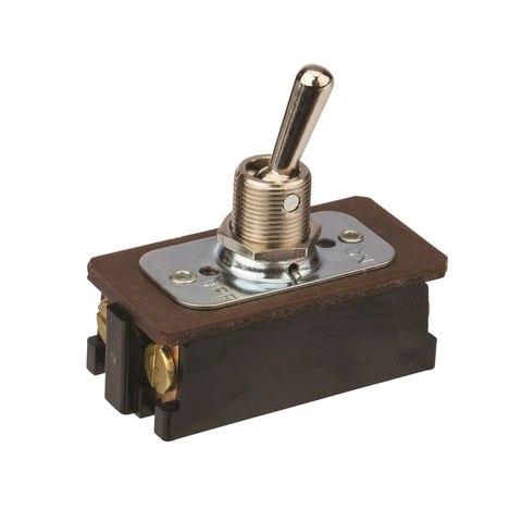Beefy Maintained Contact DPST Toggle Switch with brass and nickel actuator for off-on control heavy duty 20A at 125 Volt AC and 10A at 250 Volt DC screw terminals multi pole power switch