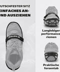 Top view of Battle Ready Ice Traction Cleats For Walking Running And Hiking Stainless Steel Spring Coils on shoes, black design.