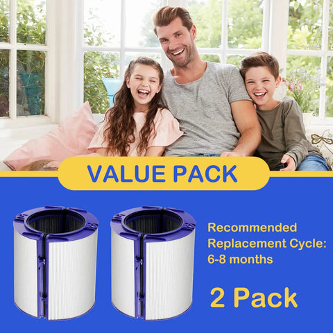 Two Pack True HEPA Filter Replacement With Activated Carbon For Dyson TP06 HP06 Air Purifier under value pack banner