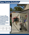 Lean To Metal Shed 4x8 Outdoor Storage Unit For Backyard Garden Patio, Weatherproof Galvanized Steel Walls, open door view showing organized tools and bikes