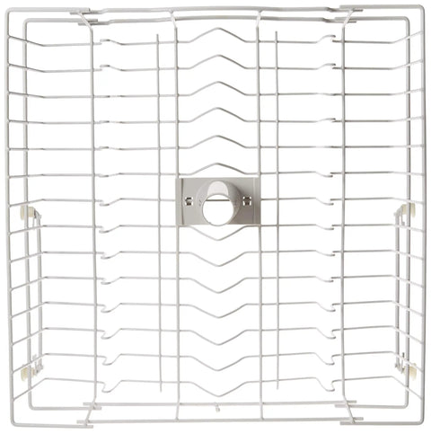 Genuine OEM Upper Dishrack Assembly For Dishwashers, White, Replacement Part Fits GE Models Including WD28X10369, shown top view.